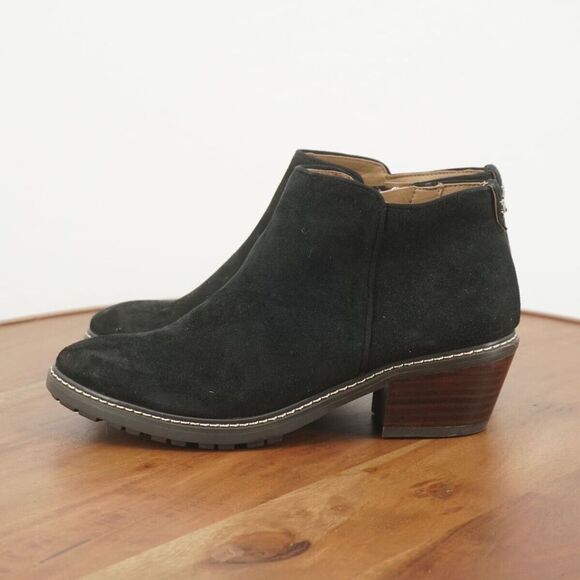 Sam Edelman Womens Pryce Ankle Boots Black Suede Block Heel Zip Up Size 6.5M - Picture 4 of 10